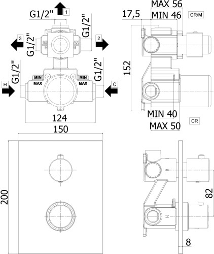 Смеситель встраиваемый для ванны с душем Paffoni Light LIQ519NO/M