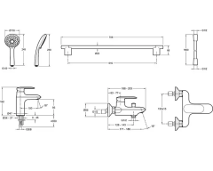 Jacob Delafon E99900RU-CP KUMIN Комплект смесителей для ванны (E99460-CP+E99447-CP+E99898RU-CP), хром