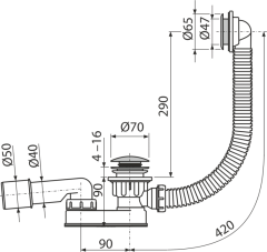 Сифон для душевого поддона Alcadrain пластик (A506KM)