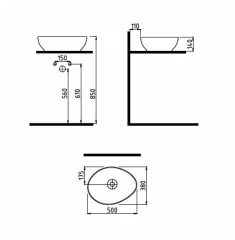 Раковина Bien MOTTO на столешницу (в комплекте с керамической накладкой) 500х380