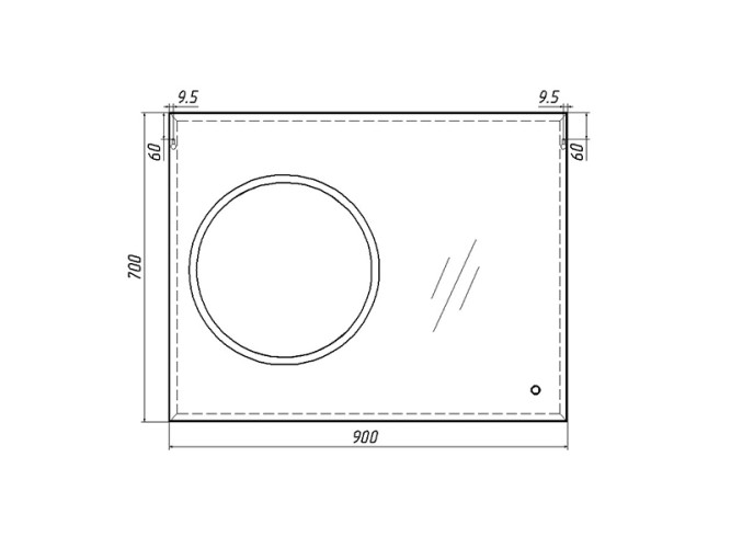 Зеркало Eclipse 90 black с подсветкой Sansa