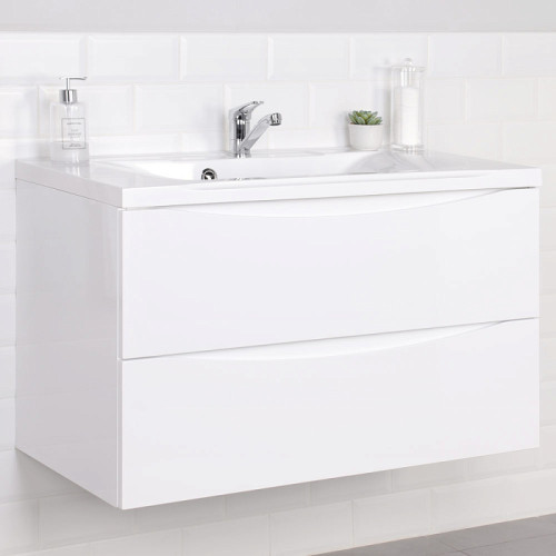 Тумба Итана Мишель 90 897х445х550 подвесная с раковиной Milena 90 Белый глянец (CS00080621)