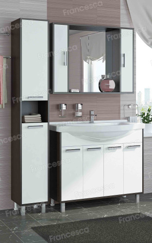 Шкаф-зеркало Francesca Eco 100 белый-венге