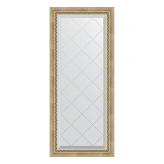 Зеркало настенное с гравировкой EVOFORM в багетной раме состаренное серебро с плетением, 53х123 см, BY 4046