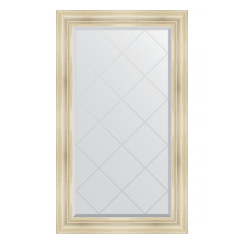 Зеркало настенное с гравировкой EVOFORM в багетной раме травленое серебро, 79х134 см, BY 4246