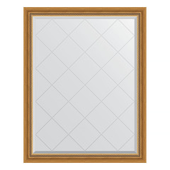 Зеркало настенное с гравировкой EVOFORM в багетной раме состаренное золото с плетением, 93х118 см, BY 4346