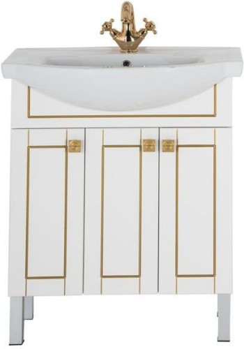 Тумба с раковиной Aquanet Честер 75 белый/золото