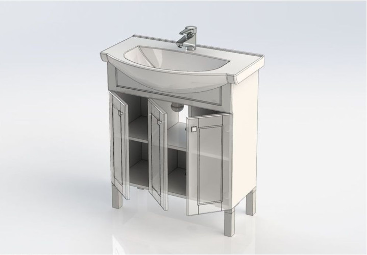 Тумба с раковиной Aquanet Честер 75 белый/золото