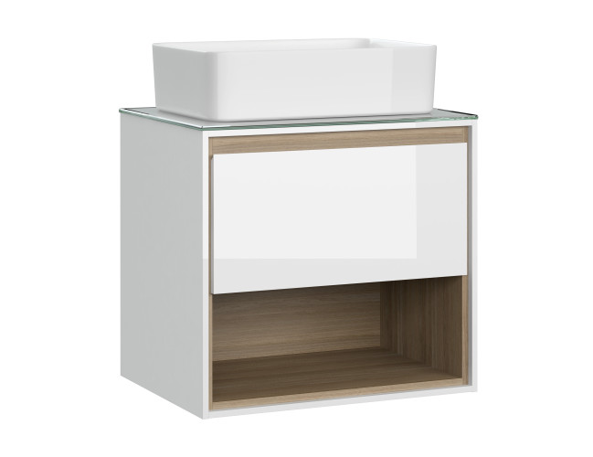 Тумба под раковину подвесная Cersanit LOUNA 60 со столешницей белый