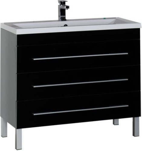 Тумба под раковину Aquanet Верона 100 черный (напольная 3 ящика)