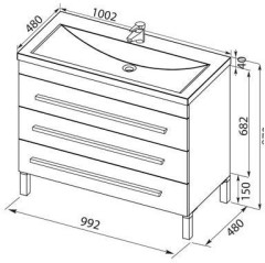 Тумба под раковину Aquanet Верона 100 черный (напольная 3 ящика)