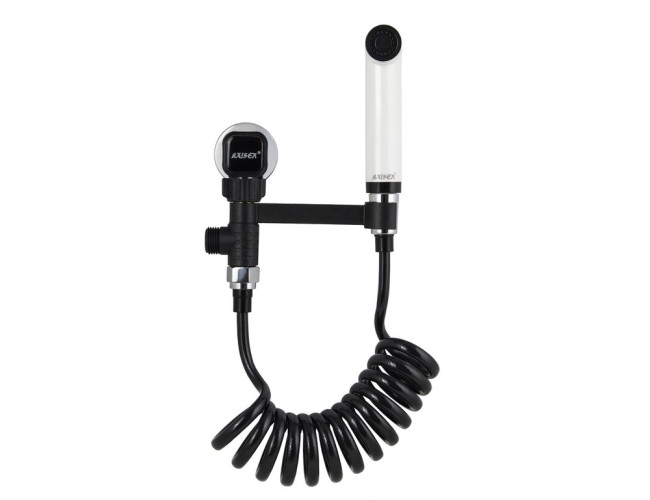 Гигиенический набор KAISER  с клапаном,  шланг ПВХ пружина до 2м черный, в коробке (SH-354)