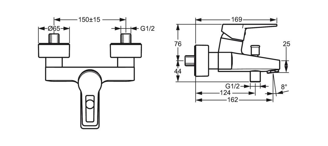 3840BU Twista Смеситель для ванны и душа с петлевой рукояткой