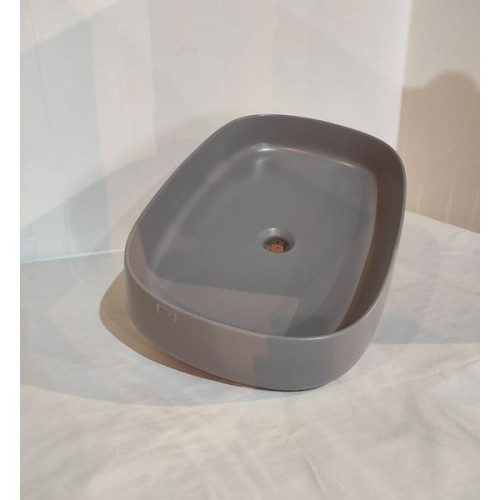 White Ceramic Jumper, накладная прямоугольная раковина 60x40x13h см, цвет серый матовый