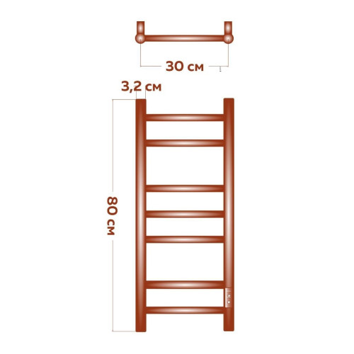 Полотенцесушитель электрический (лесенка) Bauedge Stil DB-0042, 30x80 см