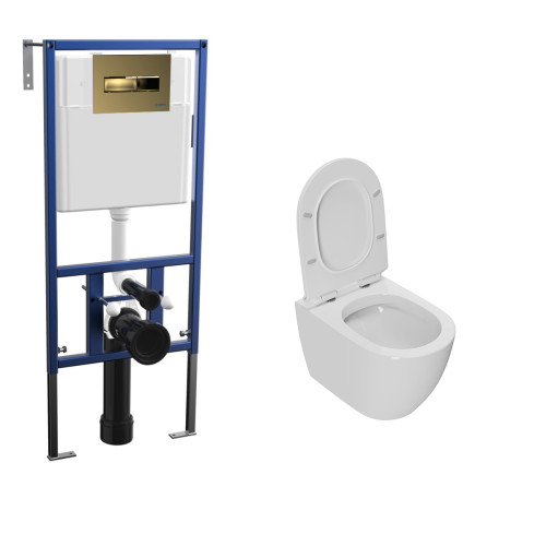 Комплект унитаза Bauedge NL0001-PRO с инсталляцией Nova NV4501 и кнопкой Nova NV7325