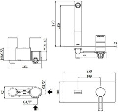 Смеситель для раковины Paffoni Ringo RIN104CR (с внутренней частью)