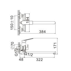 Смеситель для ванны BELZ B22533-7, черный