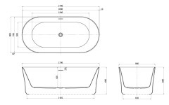 Ванна акриловая AZARIO KENSTON 1700х800х600 свободностоящая, в комплекте с сифоном и металлической рамой (KEN17080)