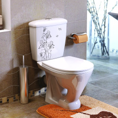 Унитаз-компакт Радуга тарельчатый декор Цветы Стандарт, сиденье полипропилен