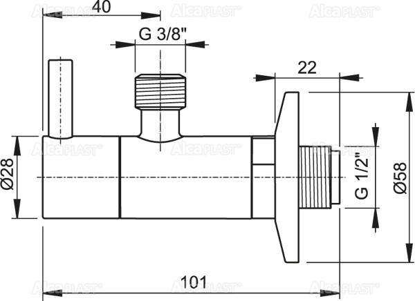 Угловой вентиль с фильтром Alcadrain 1/2" x 3/8", круглый, хром (ARV001)
