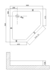 Душевой поддон Niagara NG-90-90D (90*90*13) трапеция, для 6605,6805