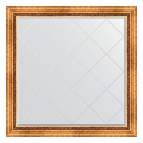 Зеркало настенное с гравировкой EVOFORM в багетной раме римское золото, 106х106 см, BY 4447