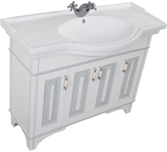 Тумба с раковиной Aquanet Валенса 110 белый краколет/серебро