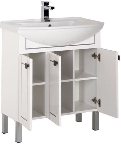 Тумба с раковиной Aquanet Честер 75 белый/серебро