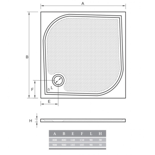 Мраморный поддон Alpen Fides 800x800 APS0080