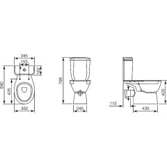 Унитаз компакт Jacob Delafon July крепления, сливной механизм в комплекте, белый (E24541RU-0)