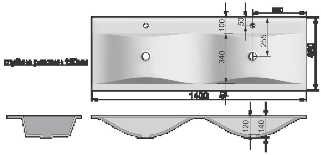 Раковина RAVAL Twins  (Pul.08.140/W)