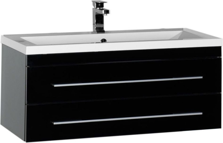 Тумба под раковину Aquanet Верона 100 черный (подвесная 2 ящика)