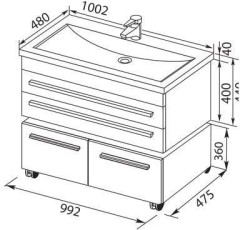 Тумба под раковину Aquanet Верона 100 черный (подвесная 2 ящика)