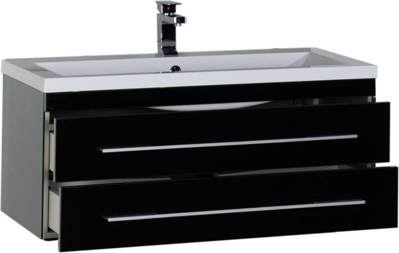 Тумба под раковину Aquanet Верона 100 черный (подвесная 2 ящика)