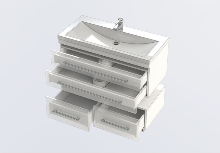 Тумба под раковину Aquanet Верона 100 черный (подвесная 2 ящика)
