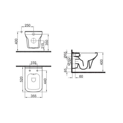 Подвесной унитаз Kale MOOD 2.0, безободковый с функцией биде с сиденьем микролифт SLIM