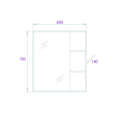 Зеркало-шкаф Onika Тимбер 60.00 Универсальный, Дуб сонома (206070)