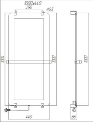 Полотенцесушитель электрический Allen Brau Infinity 100x44 с рейлингом и креплением 305012
