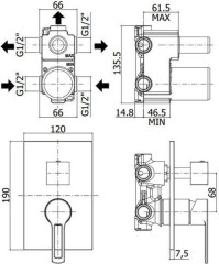 Смеситель для душа Paffoni Ringo RIN019CR/M (с внутренней частью)