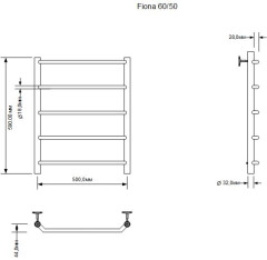 Полотенцесушитель электрический Aquanet Fiona 60х50 Тэн справа