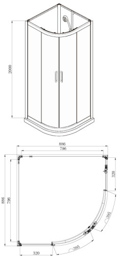 Душевая кабина AZARIO DENVER 900х900х2000 серое стекло 4 мм. Easy Clean, задняя панель черная, цвет профиля серый (AZ-N10812 900 GREY)