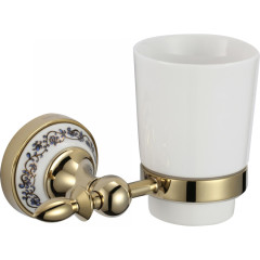 Стакан керамический с настенным держателем Savol S-06858B золото