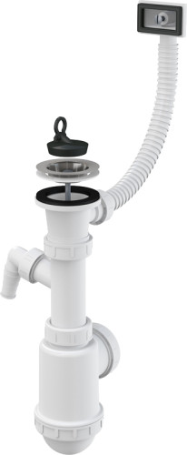 Сифон для мойки Alcadrain с нержавеющей решеткой DN70, гофропереливом и штуцером (A444P-DN50/40)