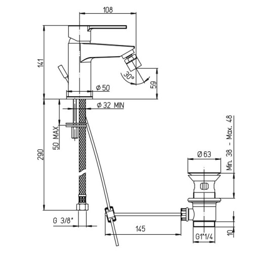 Смеситель для биде Paini Le Mans 90CR306