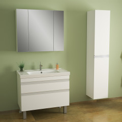 Пенал GRACE, 35 см, подвесной/напольный, правый, 2 дверцы, 4 стеклянные полки, белый глянец