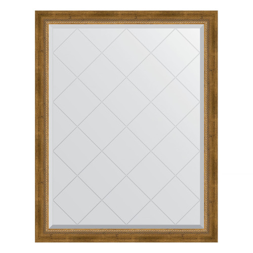 Зеркало настенное с гравировкой EVOFORM в багетной раме состаренная бронза с плетением, 93х118 см, BY 4348