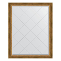 Зеркало настенное с гравировкой EVOFORM в багетной раме состаренная бронза с плетением, 93х118 см, BY 4348