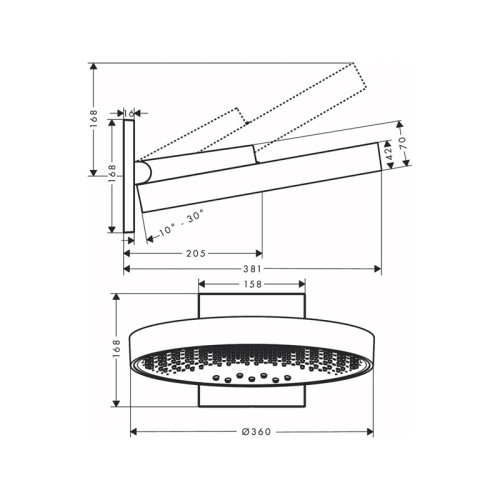 Верхний душ Hansgrohe Rainfinity 360 3jet, с настенным креплением, матовый белый