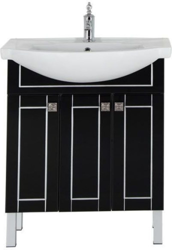 Тумба с раковиной Aquanet Честер 75 черный/серебро